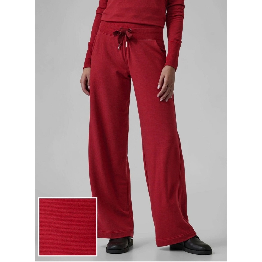 Athleta Balance Printed Pant Salutation Stripe Matador Red Wide Leg Lounge Large